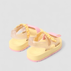 Sandália Infantil Zaxy Floral Glitter Amarela & Rosa