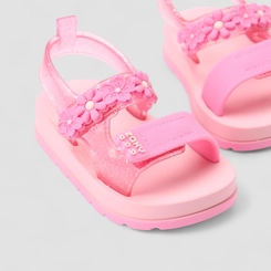 Sandália Infantil Zaxy Com Glitter & Flores Rosa