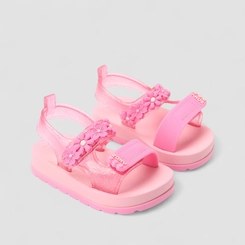 Sandália Infantil Zaxy Com Glitter & Flores Rosa