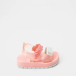Sandália Bebê Zaxy Flores Glitter Rosa