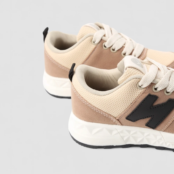 Tênis Casual Infantil Vertus Mesh Detalhe Camurça Bege