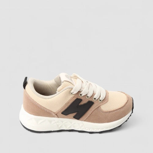 Tênis Casual Infantil Vertus Mesh Detalhe Camurça Bege