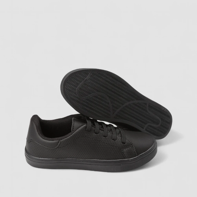 Tênis Casual Feminino Penélope Detalhe Perfuros Elástico Preto