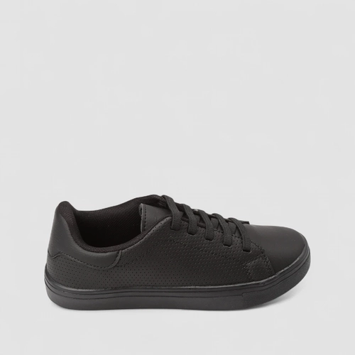 Tênis Casual Feminino Penélope Detalhe Perfuros Elástico Preto