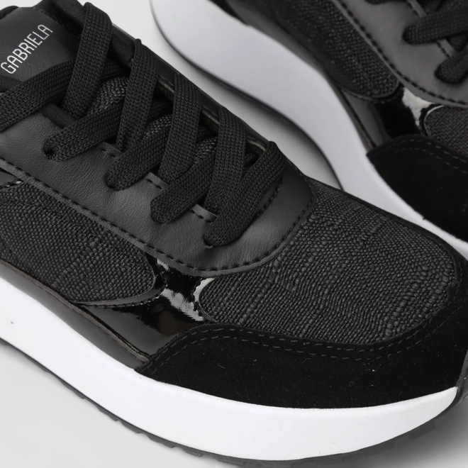 Tênis Casual Feminino Gabriela Camurça Preto