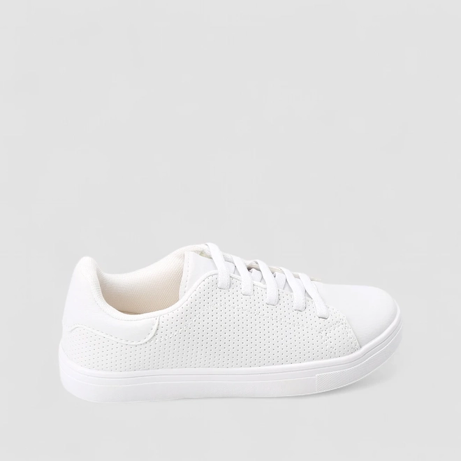 Tênis Casual Feminino Penélope Detalhe Perfuros Elástico Branco