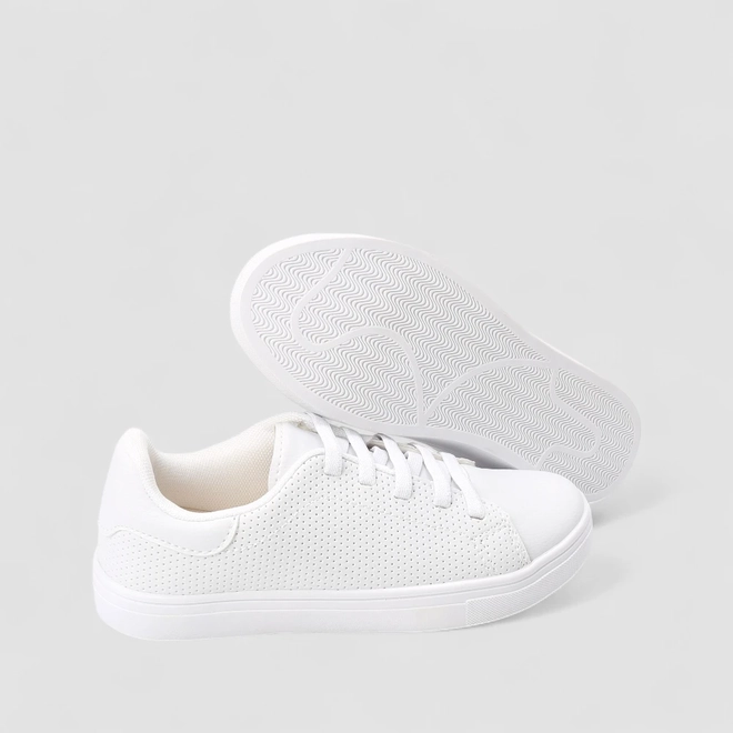 Tênis Casual Feminino Penélope Detalhe Perfuros Elástico Branco