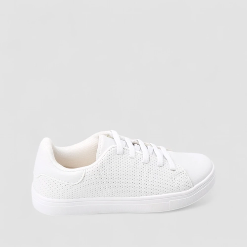 Tênis Casual Feminino Penélope Detalhe Perfuros Elástico Branco