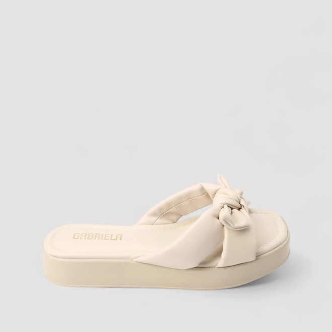 Tamanco Feminino Gabriela Detalhe Laço Off White