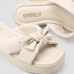 Tamanco Feminino Gabriela Detalhe Laço Off White
