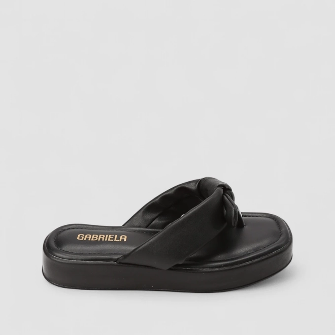 Tamanco Feminino Gabriela Flatform Detalhe Nó Preto