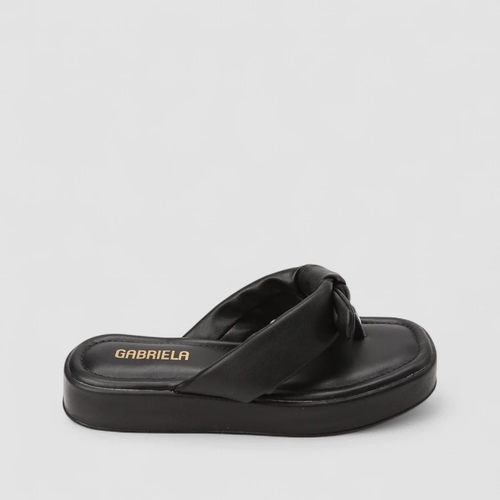 Tamanco Feminino Gabriela Flatform Detalhe Nó Preto