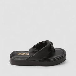 Tamanco Feminino Gabriela Flatform Detalhe Nó Preto