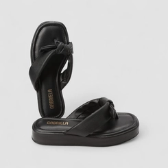 Tamanco Feminino Gabriela Flatform Detalhe Nó Preto