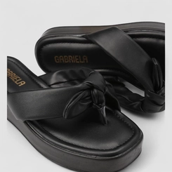 Tamanco Feminino Gabriela Flatform Detalhe Nó Preto