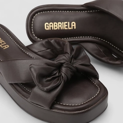 Tamanco Feminino Gabriela Detalhe Laço Marrom