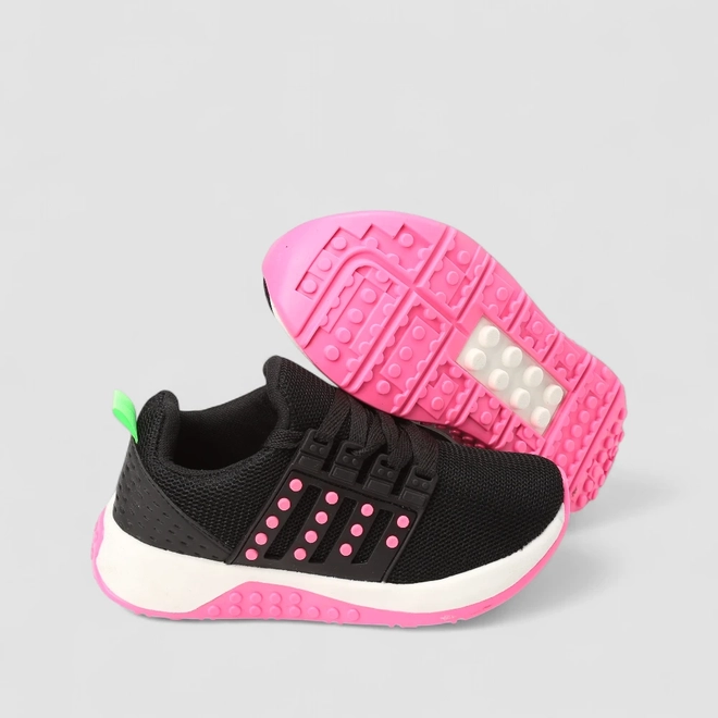 Tênis Casual Infantil Vertus Mesh Detalhe Rosa Preto