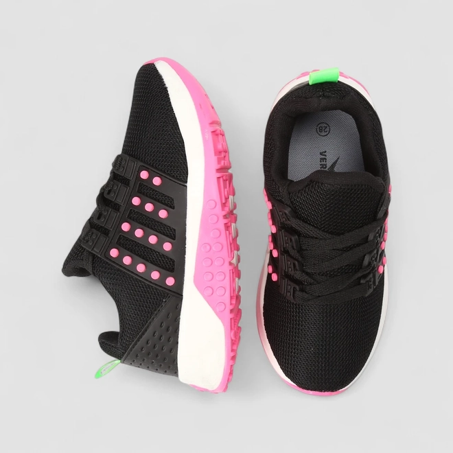 Tênis Casual Infantil Vertus Mesh Detalhe Rosa Preto