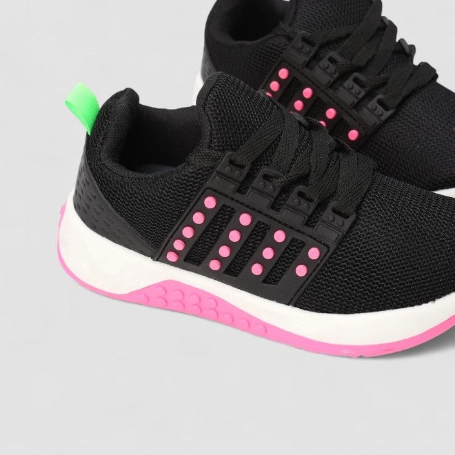 Tênis Casual Infantil Vertus Mesh Detalhe Rosa Preto