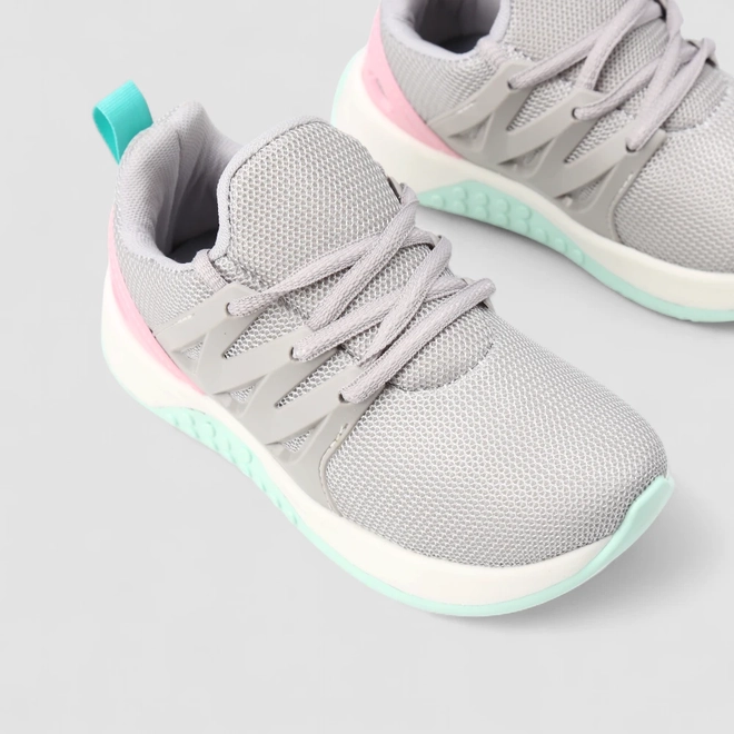 Tênis Casual Infantil Vertus Mesh Rosa Cinza