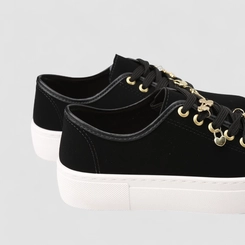 Tênis Casual Feminino Moleca Detalhe Pingentes Nobuck Preto