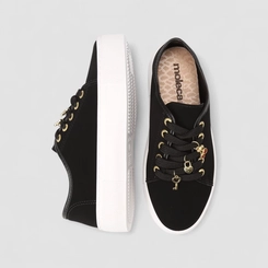 Tênis Casual Feminino Moleca Detalhe Pingentes Nobuck Preto