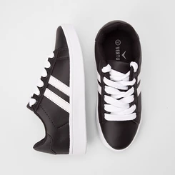 Tênis Casual Feminino Vertus Detalhe Recorte Lateral Preto