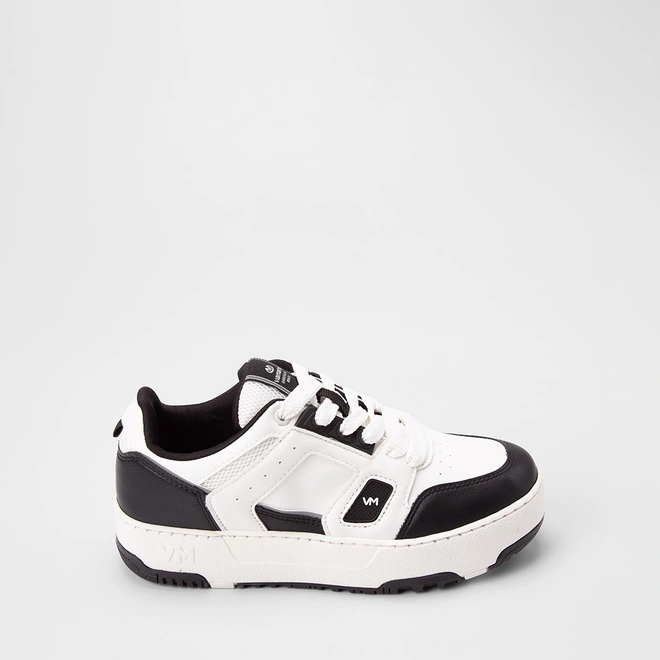 Tênis Casual Feminino Via Marte Sola Alta Reta Original Branco e Preto
