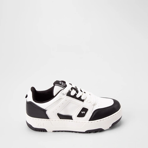 Tênis Casual Feminino Via Marte Sola Alta Reta Original Branco e Preto