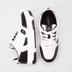 Tênis Casual Feminino Via Marte Sola Alta Reta Original Branco e Preto
