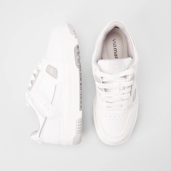 Tênis Casual Feminino Via Marte Sola Alta Reta Original Branco
