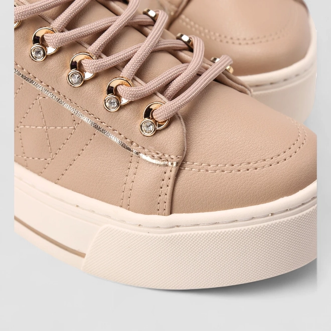 Tênis Casual Ramarim Feminino Matelassê Bege