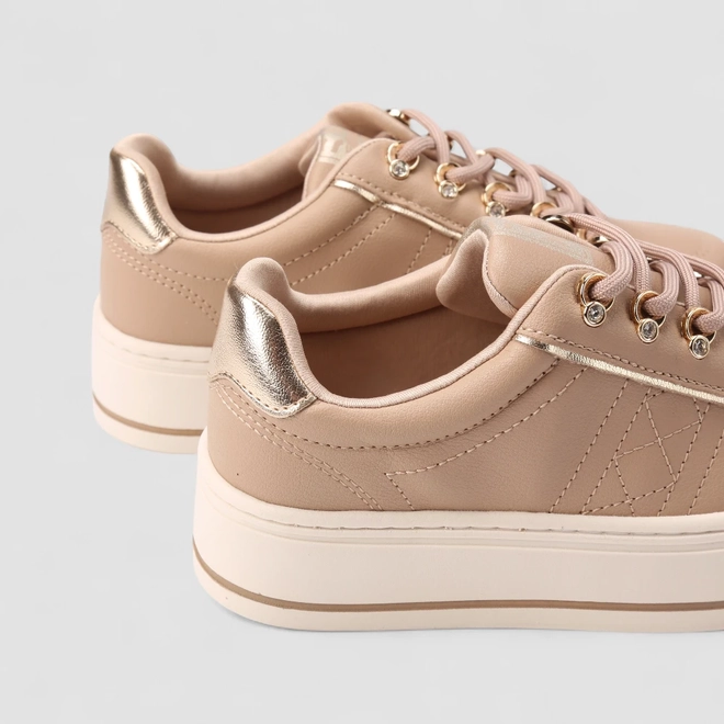 Tênis Casual Ramarim Feminino Matelassê Bege