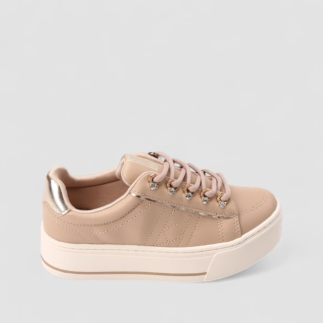 Tênis Casual Ramarim Feminino Matelassê Bege