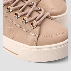Tênis Casual Ramarim Feminino Matelassê Bege