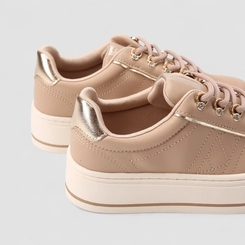 Tênis Casual Ramarim Feminino Matelassê Bege