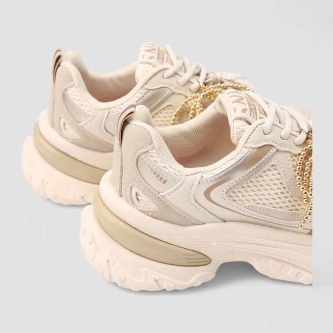 Tênis Casual Feminino Ramarim Laço Dourado Off White