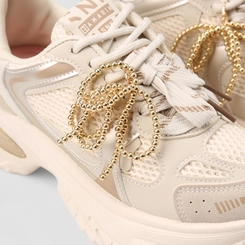 Tênis Casual Feminino Ramarim Laço Dourado Off White