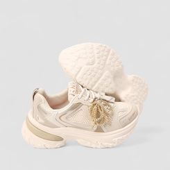 Tênis Casual Feminino Ramarim Laço Dourado Off White