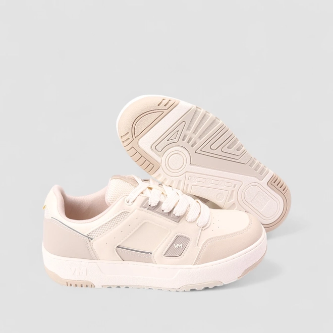 Tênis Casual Feminino Via Marte Recortes Off White