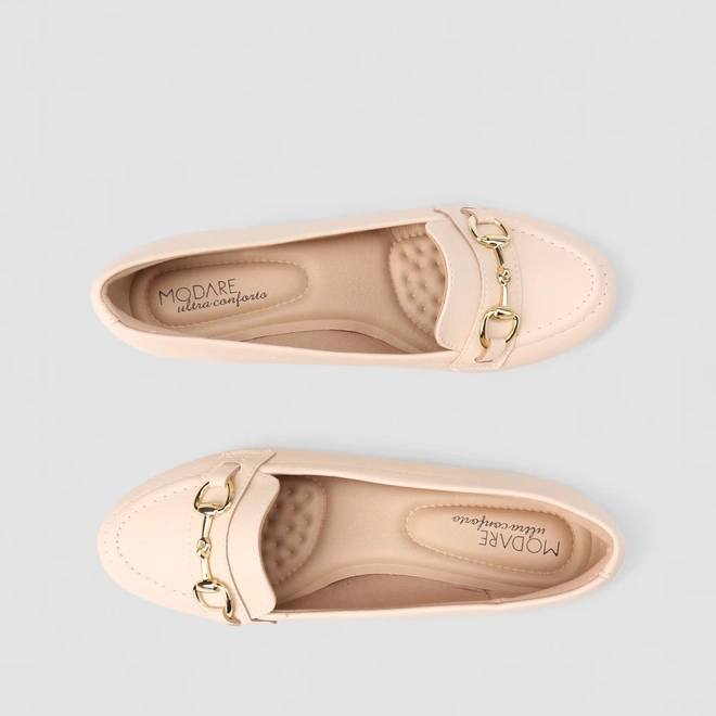 Mocassim Feminino Modare Detalhe Fivela Off-White