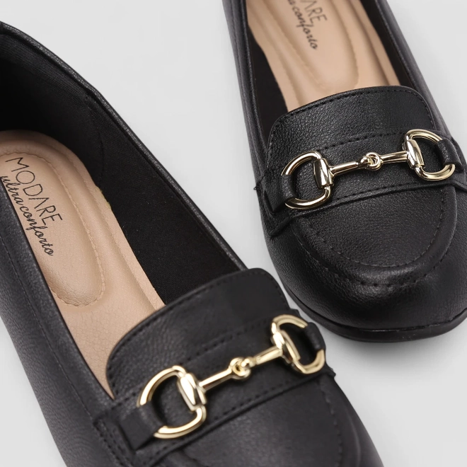 Mocassim Feminino Modare Ultraconforto Detalhe Bridão Preto