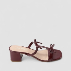 Tamanco Feminino Penélope Salto Bloco Detalhe Laços Vinho