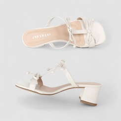 Tamanco Feminino Penélope Salto Bloco Detalhe Laço Off White