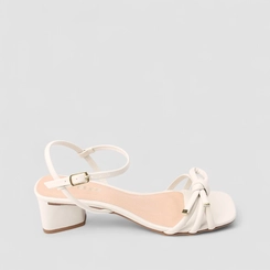Sandália Feminina Penélope Salto Geométrico Multitiras Nó Off White