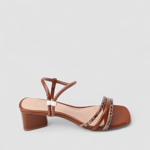 Sandália Feminina Penélope Strass Marrom