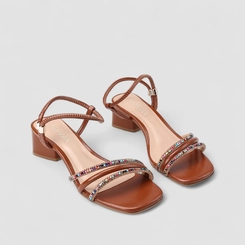 Sandália Feminina Penélope Strass Marrom