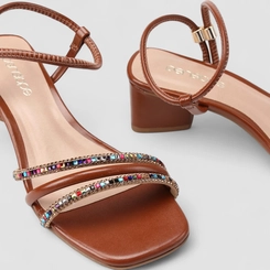Sandália Feminina Penélope Strass Marrom