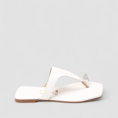 Tamanco Rasteiro Feminino Vizzano Original Detalhe Pedraria Branco