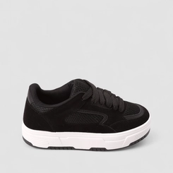 Tênis Casual Gabriela Feminino Detalhe Recorte Camurça Preto